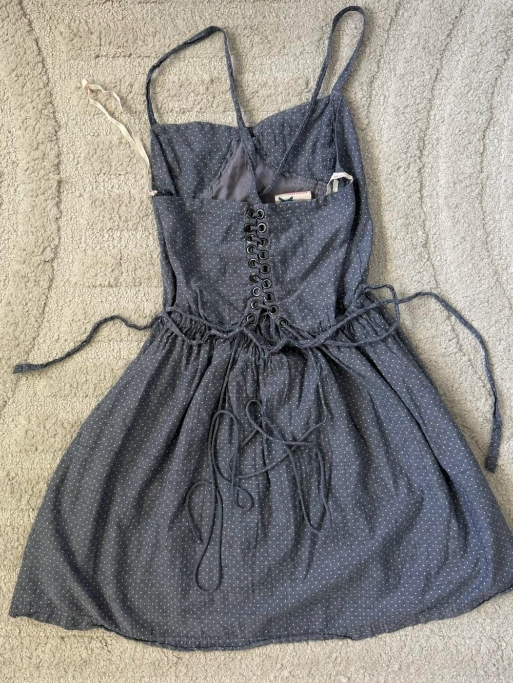Tommy Hilfiger Blue Polka Dot Spaghetti Strap Mini Dress - Picture 4 of 4
